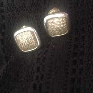Diamond pave earrings in silver